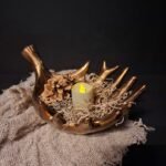Brynxz plate leaf gold met led kaars en shabby doek