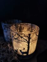 Glazen windlicht met hert in het bos - Afbeelding 3