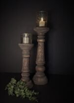 Houten kandelaar voor windlicht 40