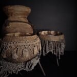 Kokosnoot kaars in houder met macrame