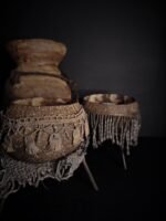 Kokosnoot kaars in houder met macrame