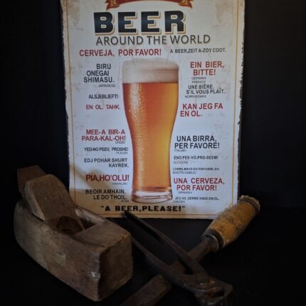 Metalen tekstbord "order beer"