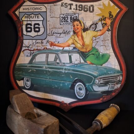 Metalen tekstbord "Route 66"