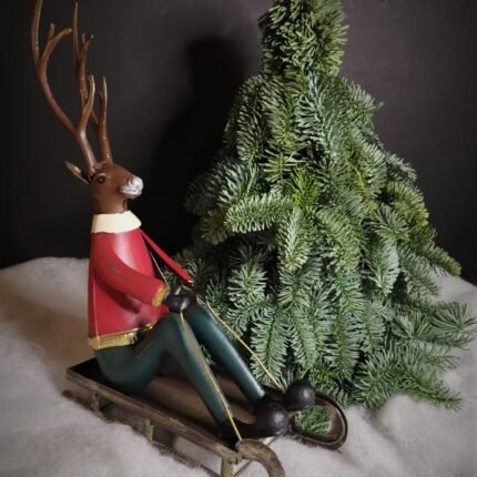 Deer op slee rood groen