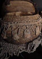 Kokosnoot kaars in houder met macrame