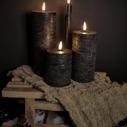 LED kaars black rustic 10cm
