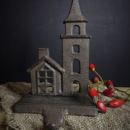 kranshouder huis met kerktoren afbeelding