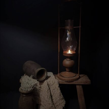 Roest lantaarn met glas