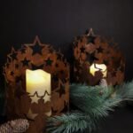 Roest metalen windlicht met sterretjes