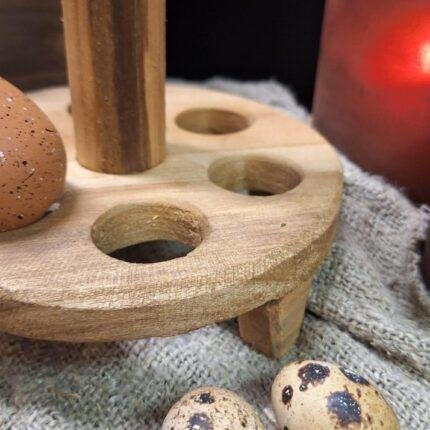 Rond houten eierrek voor 6 eieren – Landelijke keuken decoratie