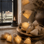 LED lichtslinger met jute zakjes – landelijke kerstverlichting