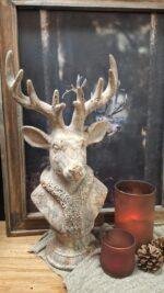 Rendierkop Beeld 49cm – Stoere Landelijke Decoratie voor Herfst en Winter