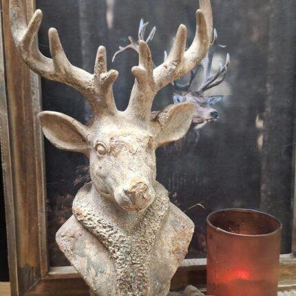 Rendierkop Beeld 49cm – Stoere Landelijke Decoratie voor Herfst en Winter