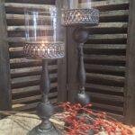 Grijze kandelaar incl glas 45