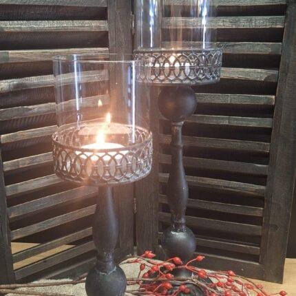 Grijze kandelaar incl glas 45