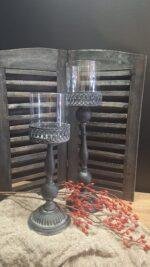 Grijze kandelaar incl glas 45