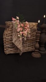 Rattan vensterbankmand met lederen handvat - Afbeelding 2