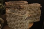 Rattan vensterbankmand met lederen handvat - Afbeelding 3