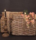 Rattan vensterbankmand met lederen handvat - Afbeelding 6