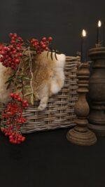 Rattan vensterbankmand met lederen handvat - Afbeelding 2