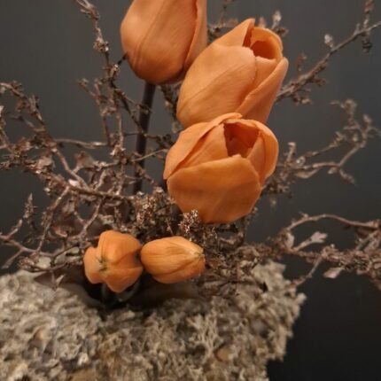 Enkele kunsttulp terra 40cm donker blad