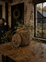 Grote houten pot met ronde deksel - Afbeelding 2