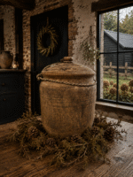 Grote houten pot met ronde deksel - Afbeelding 3