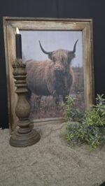 Schilderij Schotse Hooglander met houten frame