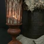 Roest theelichthouder staand