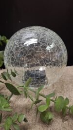 Solar lichtbol van crackle glas met eucalyptusdecoratie