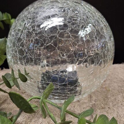 Solar lichtbol van crackle glas met eucalyptusdecoratie