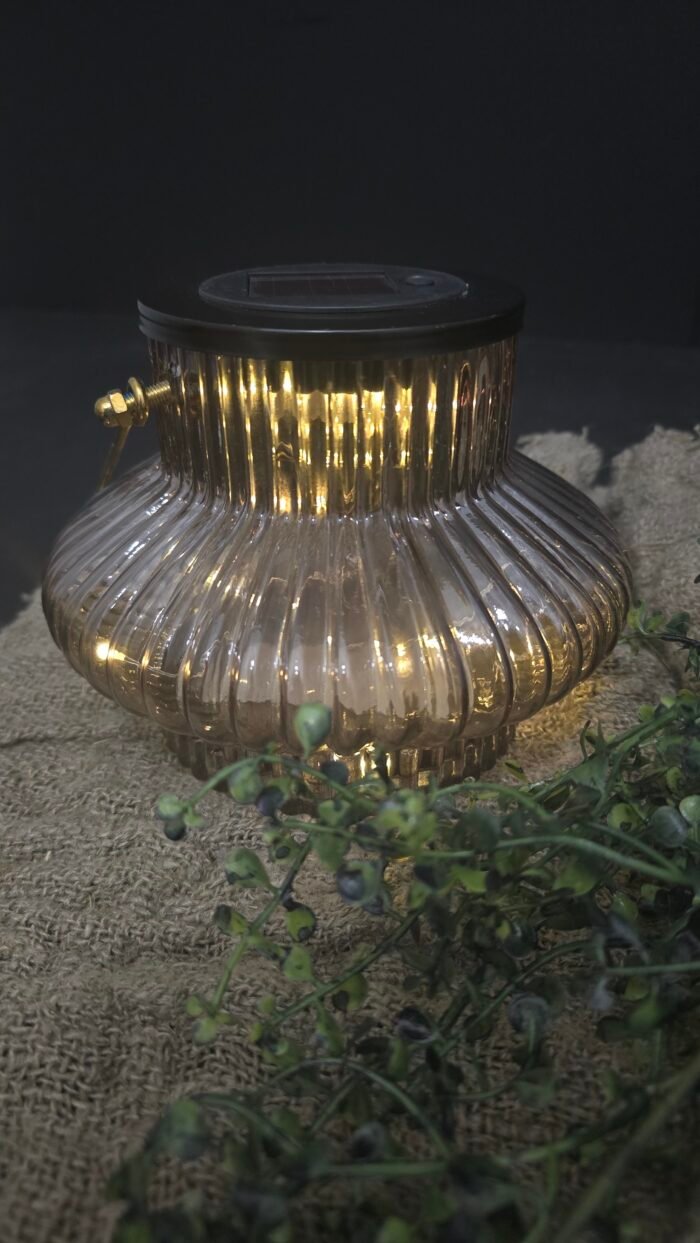 Solar lantaarn glas 16 cm – Landelijke sfeerverlichting in glas - Afbeelding 3