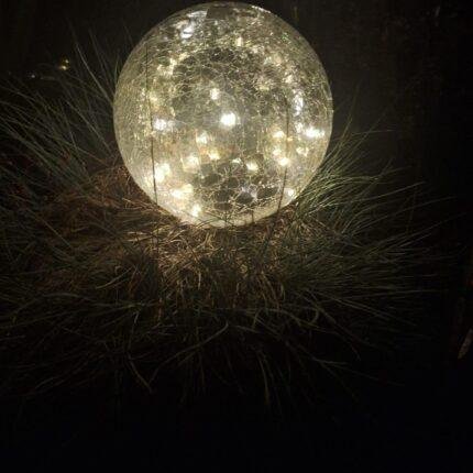 Solar lichtbol crackle glas – sfeervolle buitenverlichting