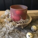 Houten XXL lepel met tillandsia en roest windlicht en kwarteleieren