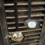 Zwart metalen hanglepel L met theelicht en nestje