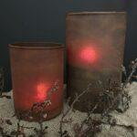Glazen roest windlicht