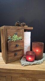Houten Keukenrolhouder met Lades – Landelijke Keukendecoratie