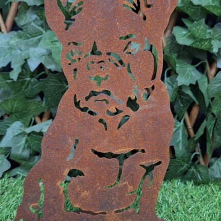 Landelijke Roestige Bulldog-product ornament voor in de tuin