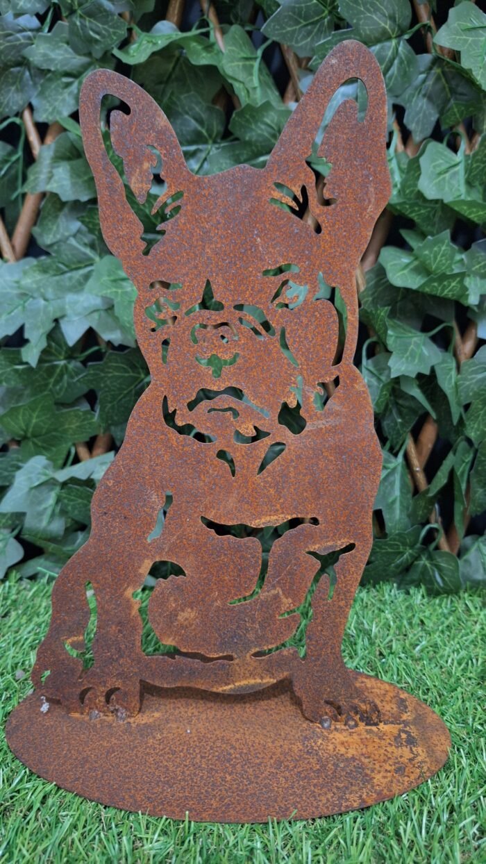Landelijke Roestige Bulldog-product ornament voor in de tuin