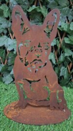Landelijke Roestige Bulldog- ornament voor in de tuin