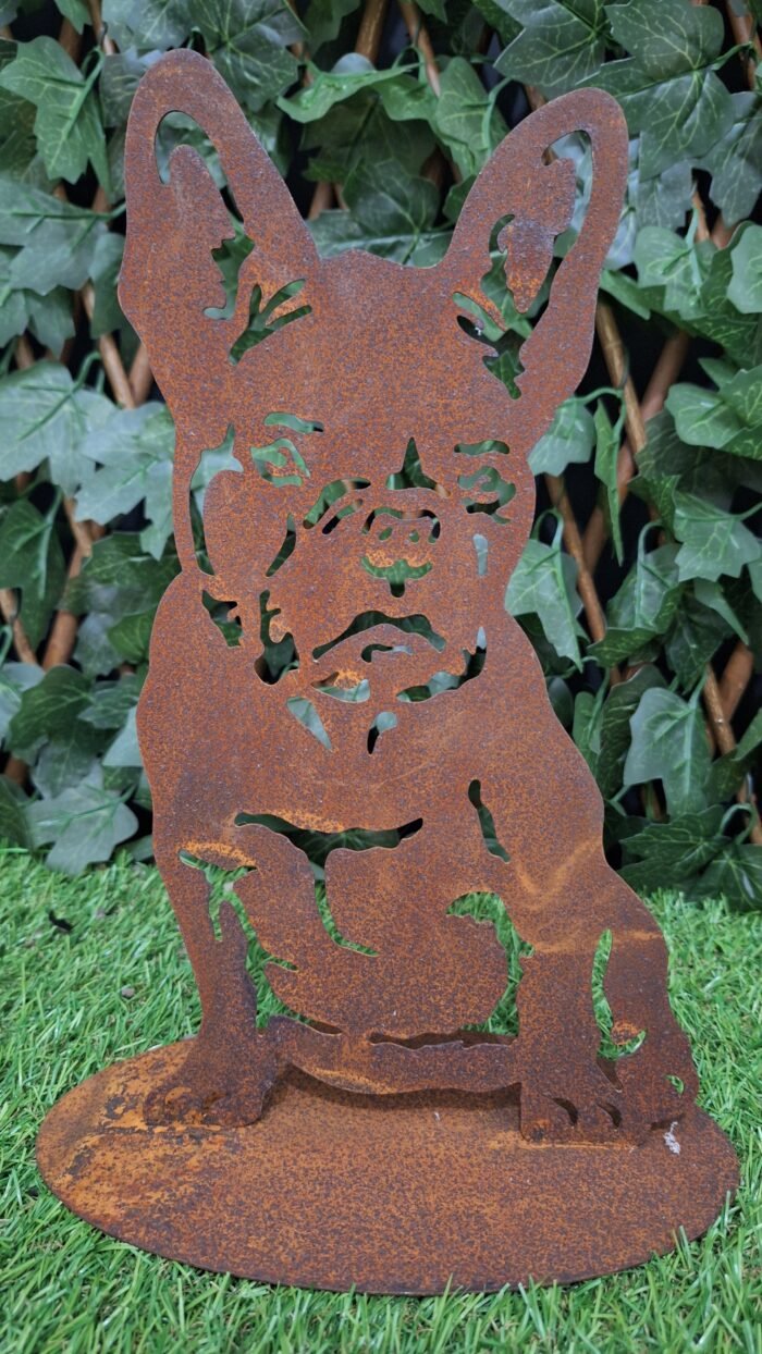Landelijke Roestige Bulldog- ornament voor in de tuin