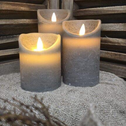 Old Grey LED Kaars met Vlameffect