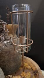 windlicht met roestfinish en glas