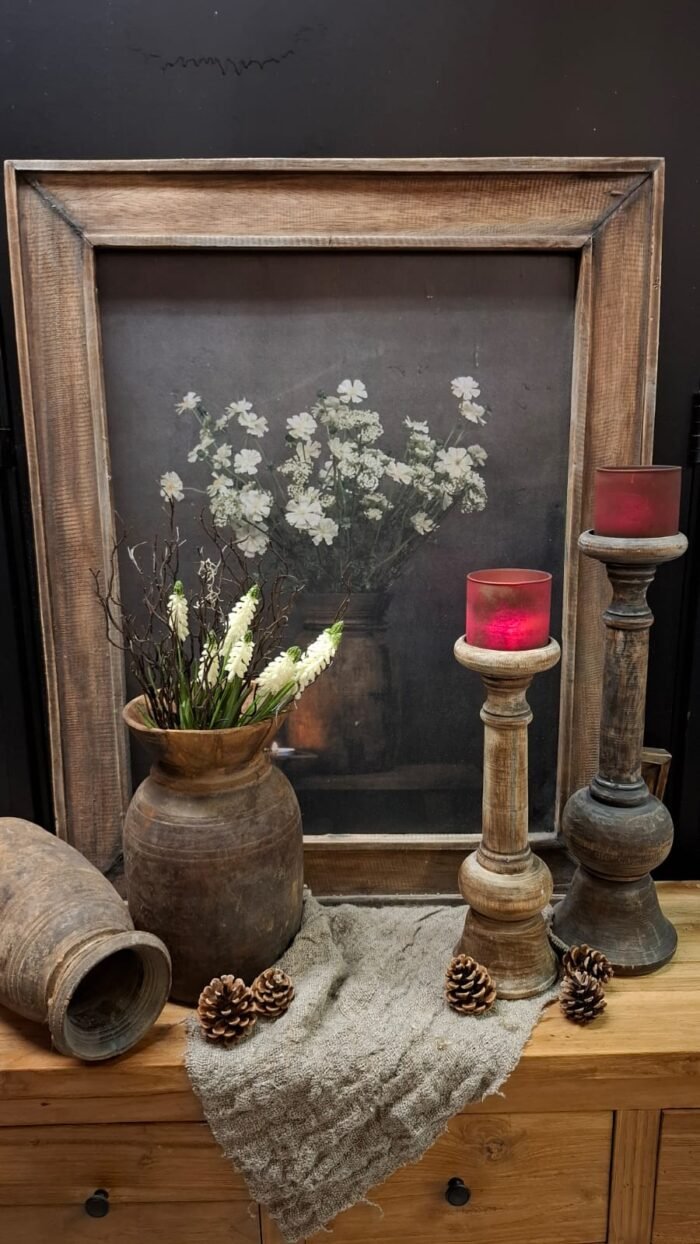 landelijke wanddecoratie bloemen en lepel