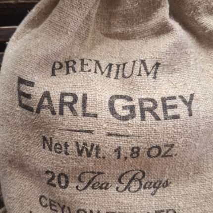 Shabby decoratie zak met earl grey thee detail