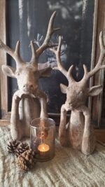 Keramiek Hert Beeld Beige – Landelijke Kerstdecoratie