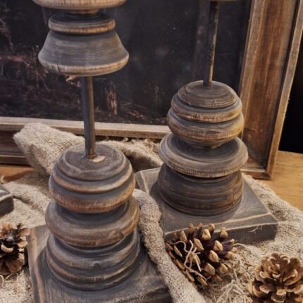 landelijke Houten Pinakel Kandelaar –