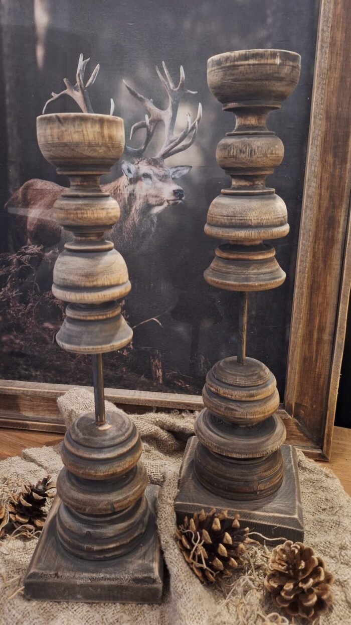 Houten Pinakel Kandelaar –