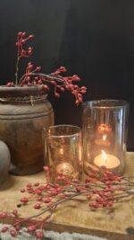 Kunst tak met rode besjes voor herfst- en winterdecoratie