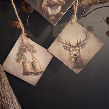 Mini deco hanger op MDF met UV-print en landelijke kerstdecoratie